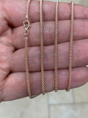 14k Rose Gold Over 925 Sterling Silver Popcorn Chain, Coreana 1.8mm chain, Sterling Silver Chain, 925 Chain, Made In Italy