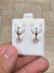 14k Solid Yellow Gold 18mm Rose Flower Huggie Earrings Hoop Earrings, CZ Pave Ear Cuff, Pave Hoops, Flowers, Huggies, Cuffs, Rose Birthstone