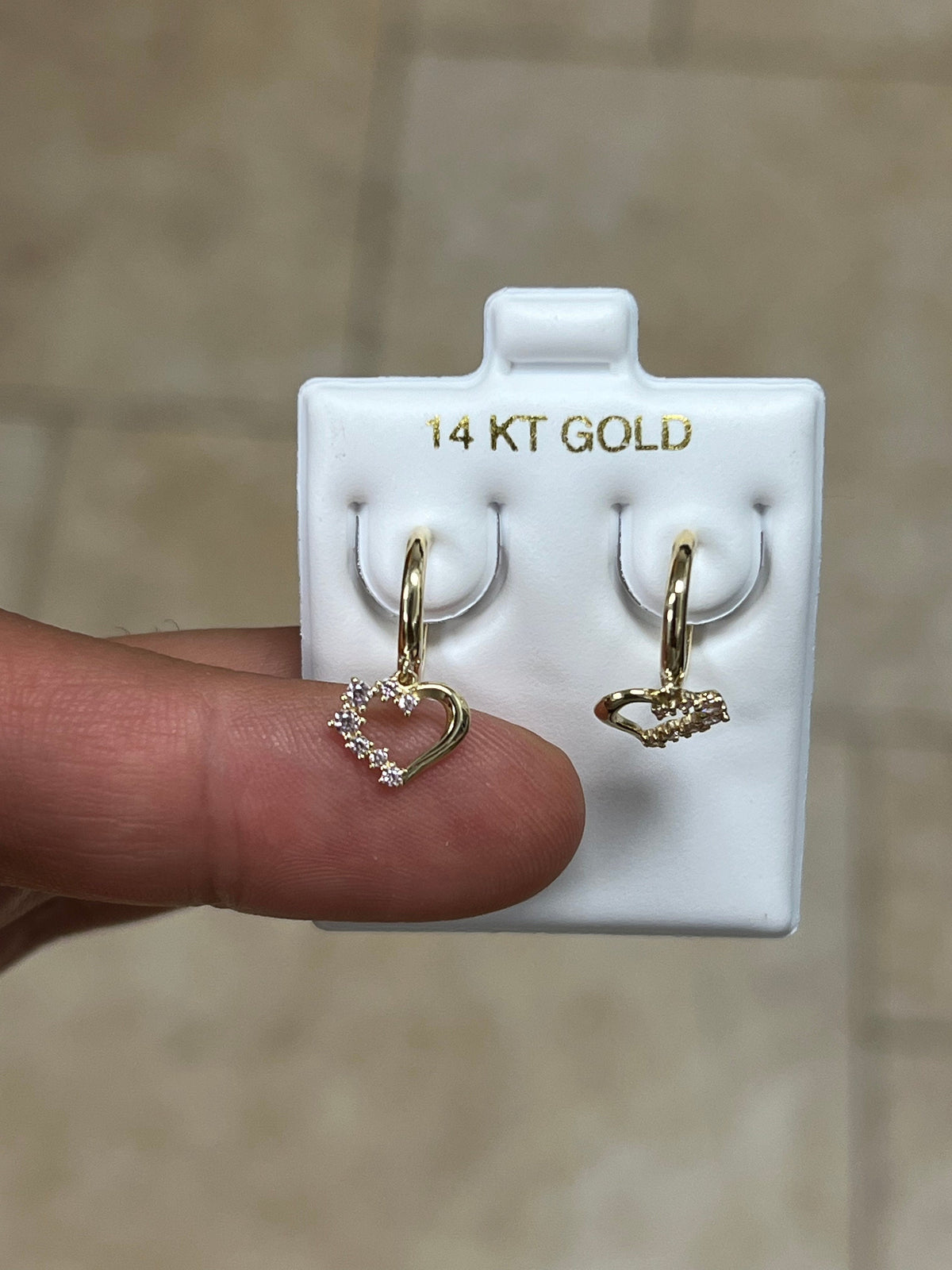 14k Solid Yellow Gold 18mm Rose Heart Dangle Huggie Earrings Hoop Earrings, CZ Pave Ear Cuff, Pave Hoops, Flowers, Huggies, Rose Birthstone