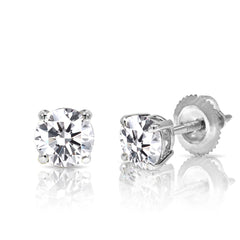 14k White Gold 2.00 Carat Round IGI Certified Lab Grown Diamond D Color VS1, Gift, Men Women Diamond Studs