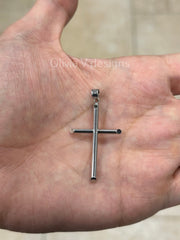 14k White Gold Cross Pendant, Jesus, Crucifix, Christ - Genuine 14k White Gold - Religious Pendant Gift, Baptism Gift, Christening