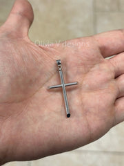 14k White Gold Cross Pendant, Jesus, Crucifix, Christ - Genuine 14k White Gold - Religious Pendant Gift, Baptism Gift, Christening