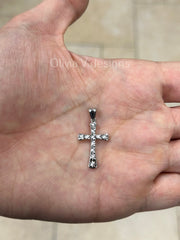 14k White Gold Diamond Cut Cross Pendant, Jesus, Crucifix, Christ - Genuine 14k White Gold - Religious Pendant Gift, Baptism Gift