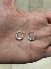 14k White Gold Oval Hoop Earrings 14mm / Classic Hoops, Everyday Earrings, Gift For Her, For Him, 14k White Gold