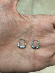 14k White Gold Oval Hoop Earrings 14mm / Classic Hoops, Everyday Earrings, Gift For Her, For Him, 14k White Gold