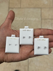 14k White Gold Screw Back Brilliant Round Studs, Gifts for Wife, Anniversary Gifts