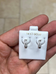 14k White Gold Simple Polished  Greek Key Hoop Earrings for Women - 12mm Classic Huggies - 14k Solid White Gold - Hypoallergenic