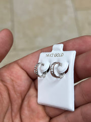 14k White Gold Simple Polished  Greek Key Hoop Earrings for Women - 12mm Classic Huggies - 14k Solid White Gold - Hypoallergenic