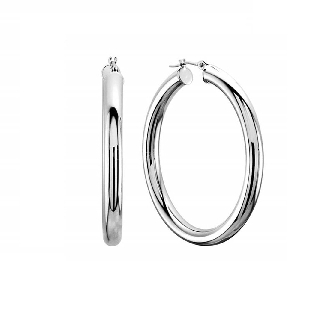 14k White Gold Tube Hoop Earrings 12mm 14mm 16mm 18mm 20mm 25mm /Classic Hoops,Everyday Earrings,Gift for her,for him, 14k Yellow Gold