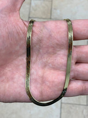 14k Yellow Gold 4.5mm Herringbone Chain Necklace, Bracelet Or Anklet , 925 Sterling Silver Necklace Over 14K Yellow Gold Vermeil  Italy