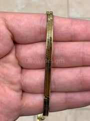 14k Yellow Gold 4.5mm Herringbone Chain Necklace, Bracelet Or Anklet , 925 Sterling Silver Necklace Over 14K Yellow Gold Vermeil  Italy