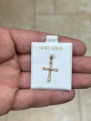 14k Yellow Gold Cross Pendant, Jesus, Crucifix, Christ - Genuine 14k Yellow Gold - Religious Pendant Gift, Baptism Gift, Christening
