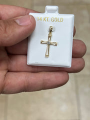 14k Yellow Gold Cross Pendant, Jesus, Crucifix, Christ - Genuine 14k Yellow Gold - Religious Pendant Gift, Baptism Gift, Christening