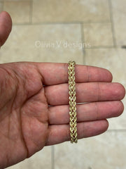 14k Yellow Gold Double Rope 6mm Bracelet 7.5'', Diamond Cut, Real 14k Gold Bracelet, Women, Gift