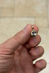 14k Yellow Gold Greek Evil Eye Pendant, Dainty Eye - Genuine 14k Yellow Gold - Talisman Good Luck, , Protection, Diamond Cut, Red, 10mm