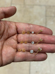 IGI Certified 14k Yellow Gold Lab Grown Diamond Studs 0.50 1.00 1.50 Carats, Screw Back, Diamond Studs, Round Diamond Stud Earrings Unisex