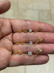 IGI Certified 14k Yellow Gold Lab Grown Diamond Studs 0.50 1.00 1.50 Carats, Screw Back, Diamond Studs, Round Diamond Stud Earrings Unisex