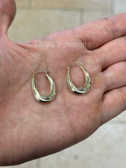 14k Yellow Gold Oval Hoop Earrings 25mm / Classic Hoops, Everyday Earrings, Gift For Her, For Him, 14k Yellow Gold