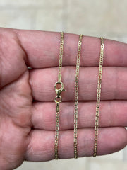 14k Yellow Gold Over 925 Sterling Silver 1.8mm Flat Mariner Link Anchor Chain Necklace , Italy, 16'' 18'' 20'' 22'' 24'' 26'' 28'' 30''
