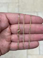 14k Yellow Gold Over 925 Sterling Silver 1.8mm Flat Mariner Link Anchor Chain Necklace , Italy, 16'' 18'' 20'' 22'' 24'' 26'' 28'' 30''