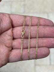 14k Yellow Gold Over 925 Sterling Silver 1.8mm Flat Mariner Link Anchor Chain Necklace , Italy, 16'' 18'' 20'' 22'' 24'' 26'' 28'' 30''