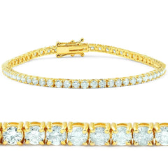14k Yellow Gold Over 925 Sterling Silver 2mm Diamond Tennis Bracelet 6.5'' 7''  Diamond CZ Tennis / 14k Yellow Gold / Unisex