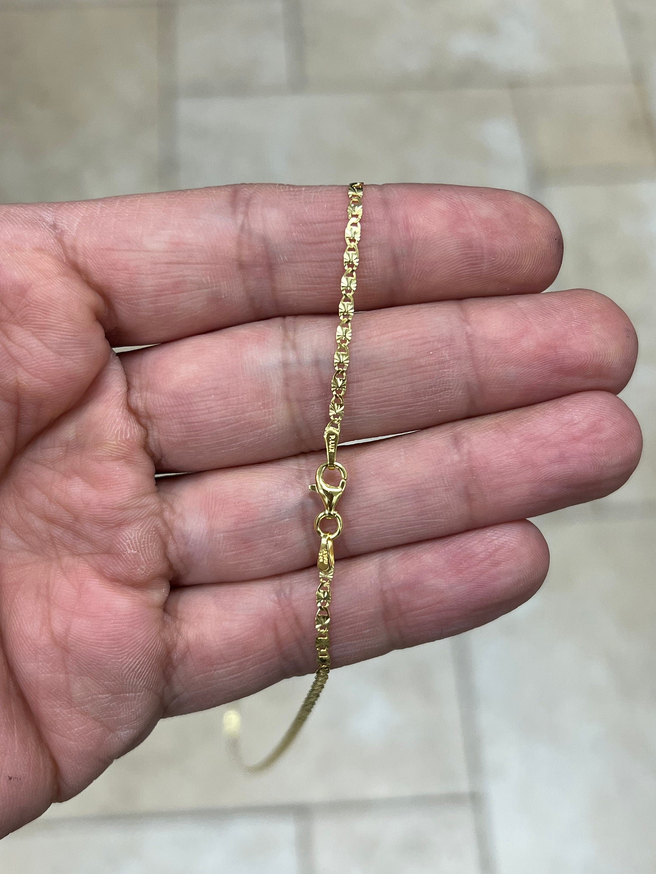 14k Yellow Gold Over 925 Sterling Silver 2mm Valentino Link Chain, Sterling Chain, 925