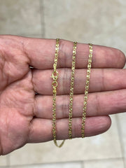 14k Yellow Gold Over 925 Sterling Silver 2mm Valentino Link Chain, Sterling Chain, 925