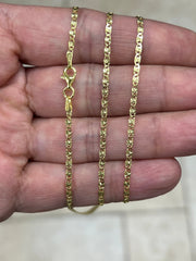 14k Yellow Gold Over 925 Sterling Silver 2mm Valentino Link Chain, Sterling Chain, 925