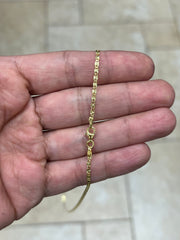 14k Yellow Gold Over 925 Sterling Silver 2mm Valentino Link Chain, Sterling Chain, 925