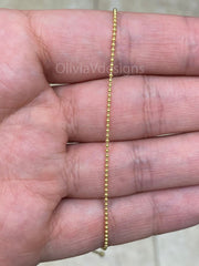 14k Yellow Gold Over 925 Sterling Silver Adjustable Ball Bead Chain 1mm Necklace, Dog Tag , 925 Sterling Silver