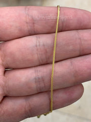14k Yellow Gold Over 925 Sterling Silver Franco Wheat Foxtail Necklace 24" 1mm 925 Sterling Silver, High Quality, Slider, Adjustable Chain