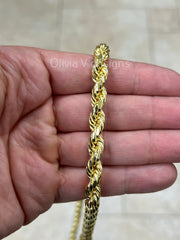14k Yellow Gold Over 925 Sterling Silver Rope Chain Necklace 8mm, Lobster Clasp, New, Gift, Men, Woman