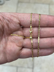 14k Yellow Gold Over 925 Sterling Silver Valentino Adjustable Chain Necklace 24" 1.5mm, 925 Sterling Silver, Valentino