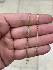 14k Yellow Gold Over 925 Sterling Silver Valentino Adjustable Chain Necklace 24" 1.5mm, 925 Sterling Silver, Valentino