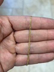14k Yellow Gold Plated Over 925 Sterling Silver 1.5mm Flat Mariner Link Anchor Anklet 10'' - Made In Italy