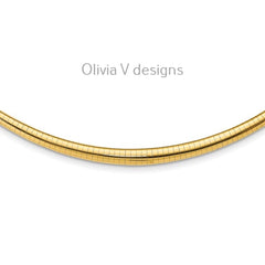 14k Yellow Gold Plated Over 925 Sterling Silver 1.5mm Omega Necklace  16'' 18'' 20'', Made In Italy, Gift