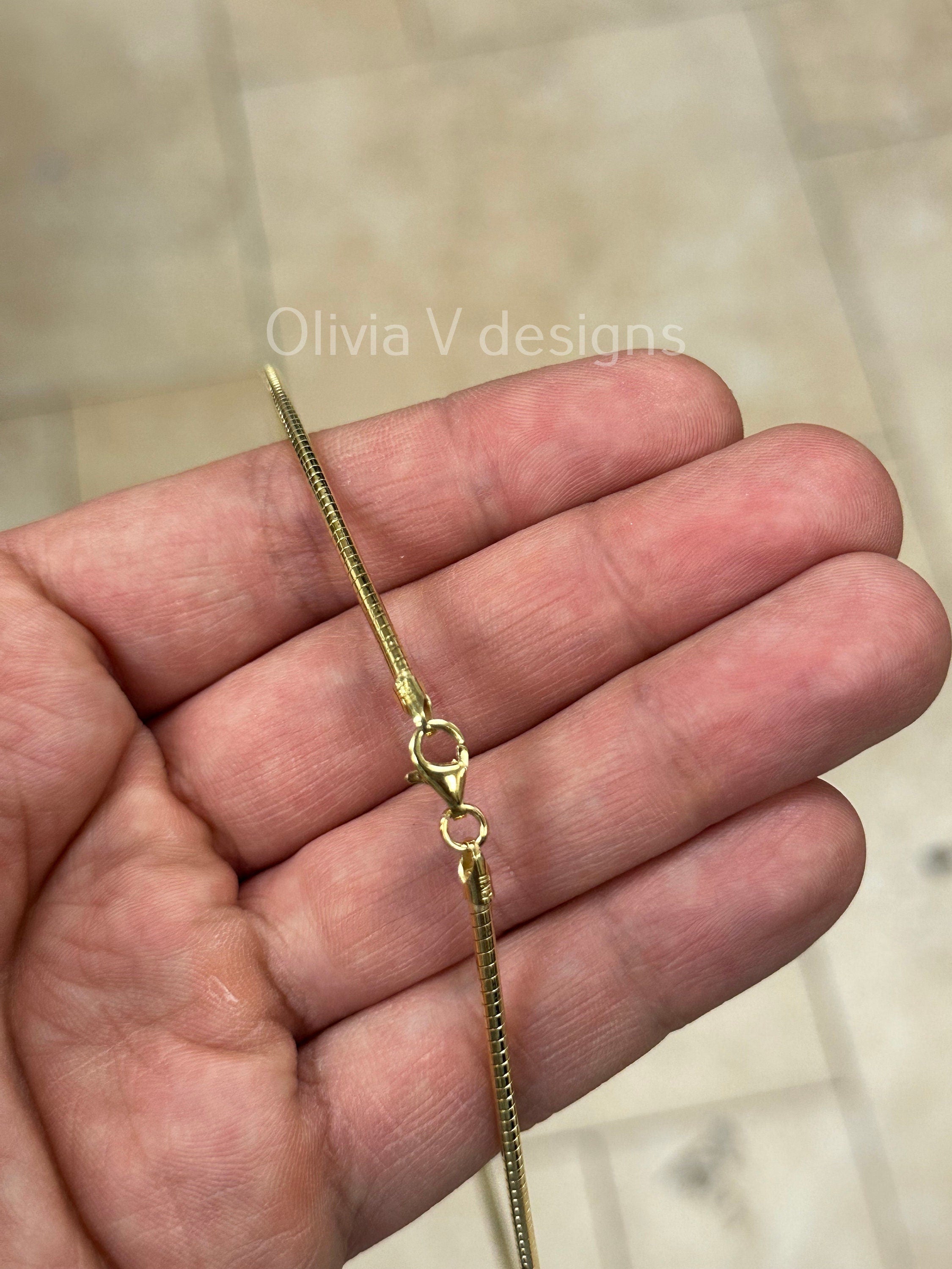 14k Yellow Gold Plated Over 925 Sterling Silver 2mm Omega Necklace  16'' 18'' 20'', Made In Italy, Gift