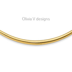 14k Yellow Gold Plated Over 925 Sterling Silver 2mm Omega Necklace  16'' 18'' 20'', Made In Italy, Gift