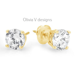 14k Yellow Gold Screw Back Brilliant Round Studs, Gifts for Wife, Anniversary Gifts