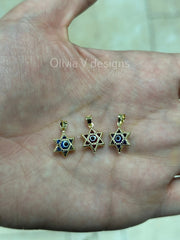 14k Yellow Gold Star Of David Evil Eye Pendant, Dainty Eye - Genuine 14k Yellow Gold - Star Of David Pendant, Evil Eye Pendant