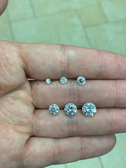 14k Yellow Gold Stud 3mm 4mm 5mm 6mm 7mm 8mm Round Created Diamond Stud Earrings Solitaire, Push Back, Genuine 14k Yellow Gold