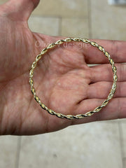 14k Yellow Gold Twisted Bangle Bracelet / Twisted Bangle / Cable Bangle Bracelet For Women