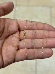 18K Solid Yellow Gold Box 0.5mm Necklace Chain With Lobster Clasp 16" 18" 20" Finished Necklace, Everyday Necklace