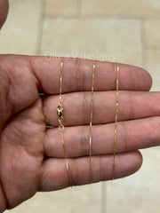 18K Solid Yellow Gold Box 0.5mm Necklace Chain With Lobster Clasp 16" 18" 20" Finished Necklace, Everyday Necklace