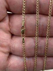 18K Solid Yellow Gold Cuban 2.00MM Link Chain Necklace 16'' 18'' 20'' 22'' 24'' 26" 28" 30" , Layering Chain , Minimal Chain, 18K Gold Chain