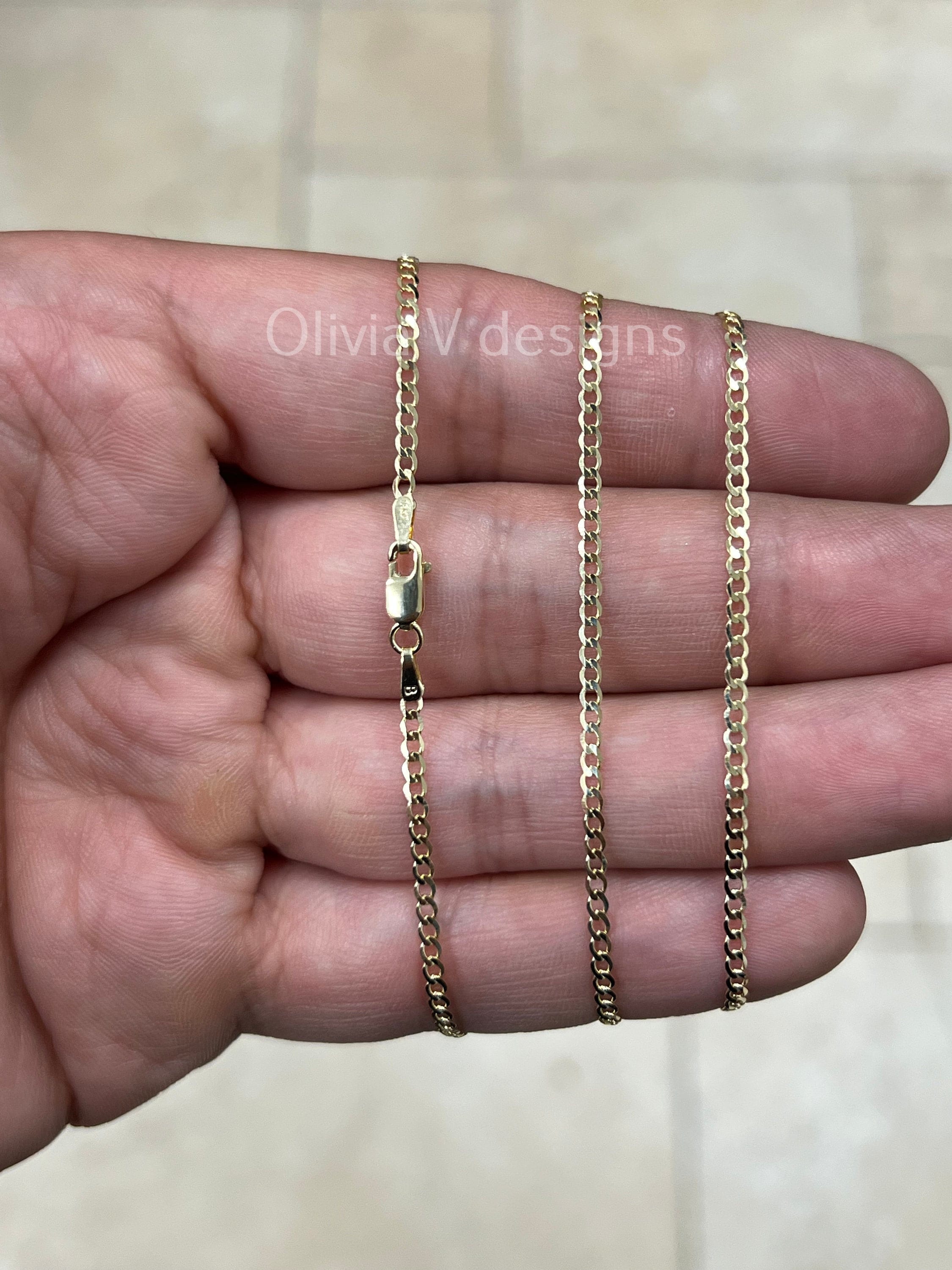 18K Solid Yellow Gold Flat Cuban 2mm Link Chain Necklace 16'' 18'' 20'', Layering Chain , Minimal Chain, 18K Gold Chain