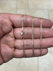18K Solid Yellow Gold Flat Cuban 2mm Link Chain Necklace 16'' 18'' 20'', Layering Chain , Minimal Chain, 18K Gold Chain