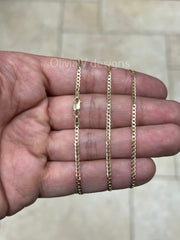 18K Solid Yellow Gold Flat Cuban 2mm Link Chain Necklace 16'' 18'' 20'', Layering Chain , Minimal Chain, 18K Gold Chain
