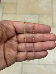 18K Yellow Gold Figaro Chain 2.3mm 18'' Inch, White Gold Chain, Necklace, Figaro Link Chain, Women, Men